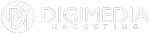 Logo de digimedia color blanco con fondo oscuro
