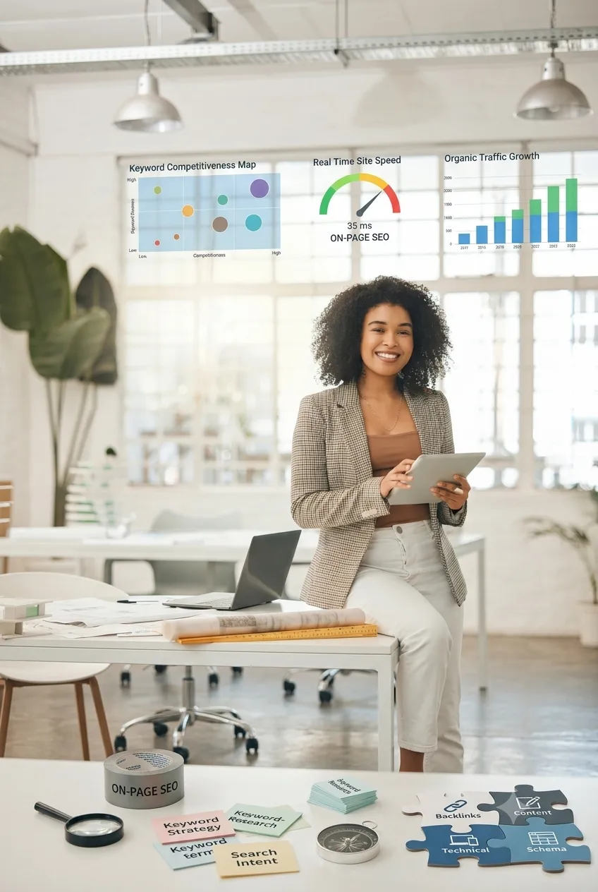 Imagen de optimización SEO en buscadores y posicionamiento orgánico